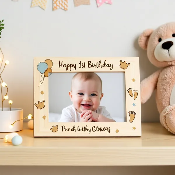 1St_Birthday_Baby_Engraved_On_Wood_Frame_For_1St_Birthday