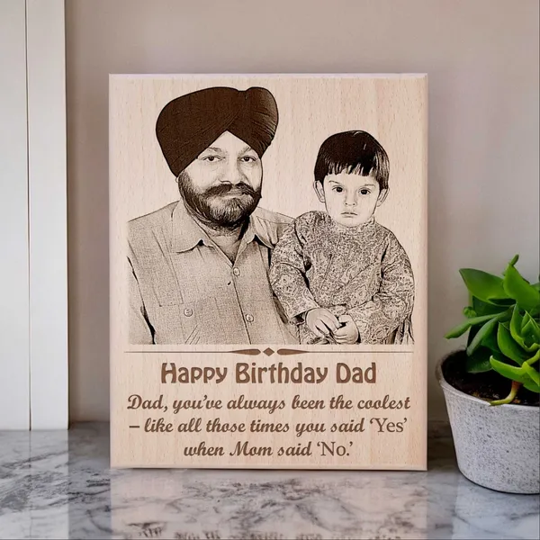 Customizable_Father_&_Child_Memory_Frame_For_Father'S_Birthday_|_Engraved_On_Wood