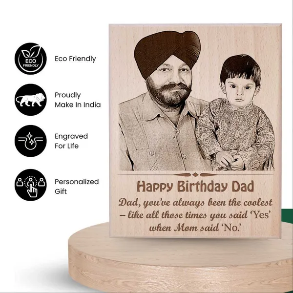 Customizable_Father_&_Child_Memory_Frame_For_Father'S_Birthday_|_Engraved_On_Wood