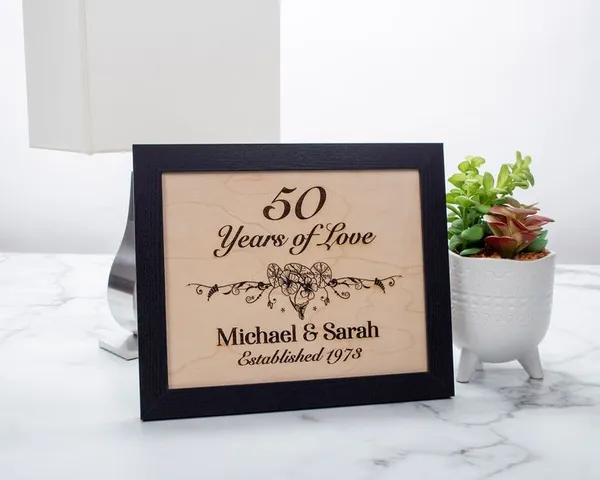 50_Years_Of_Love_Engraved_On_Wood_Frame_For_50Th_Anniversary
