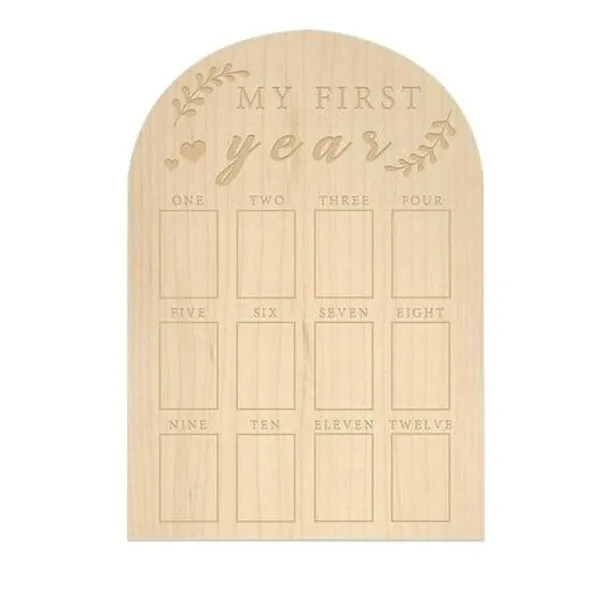 1St_Year_Milestone_Engraved_On_Wood_Frame_For_1St_Birthday