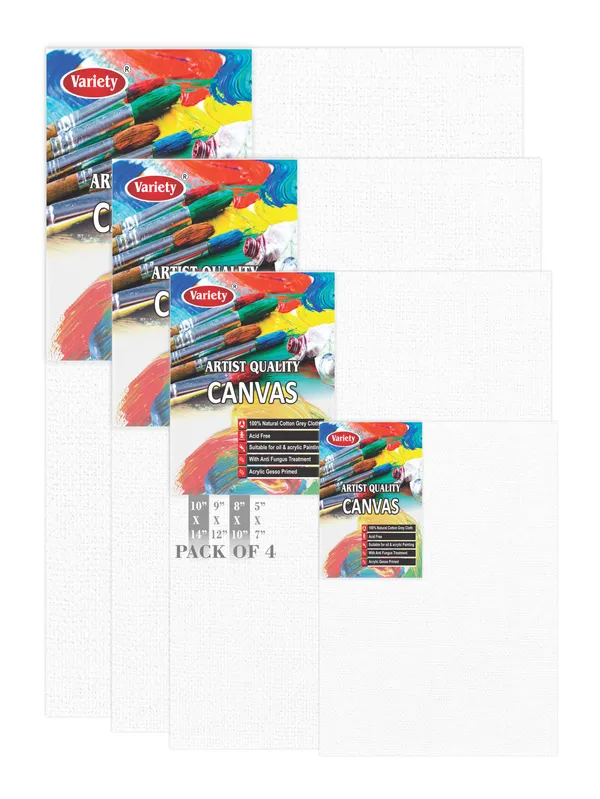 10x14_9x12_8x10_5x7_Inch_Cotton_Canvas_Board_for_Acrylic_Painting,_25x35_cm,_Medium_Grain_Triple_Primed_White_Color_Pack_of_4