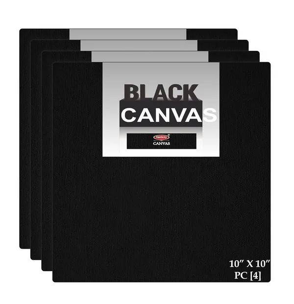 Black_Fine_Grain_Cotton_Canvas_Primed_Board_Pack_Of_4