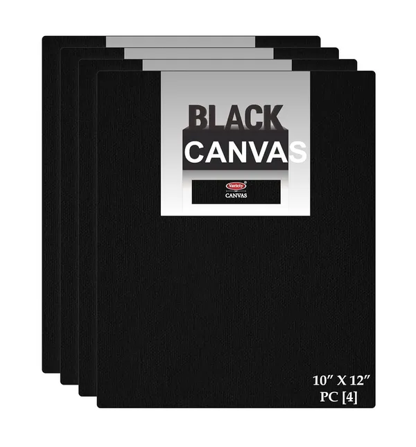 10X12_Black_Fine_Grain_Cotton_Canvas_Primed_Board_Pack_Of_4