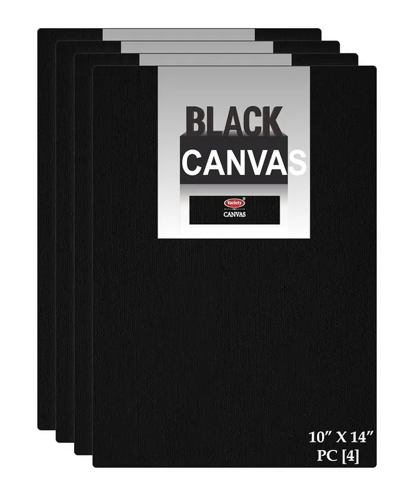 10X14_Black_Fine_Grain_Cotton_Canvas_Primed_Board_Pack_of_4