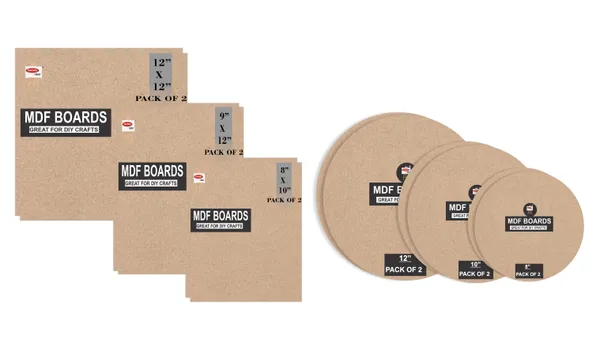 12X12,9X12,8X10_Inch_Square_And_12,10,8_Inch_Round_Mdf_Boards_For_Art_And_Craft_Wood_Mdf_And_3.5_mm_Thickness_Pack_Of_12