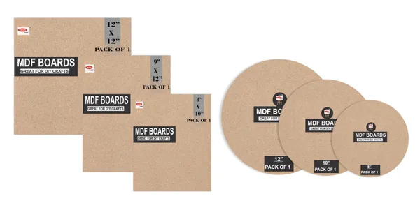 12X12,9X12,8X10_Inch_Square_And_12,10,8_Inch_Round_Mdf_Boards_For_Art_And_Craft_Wood_Mdf_And_3.5_mm_Thickness_Pack_Of_6