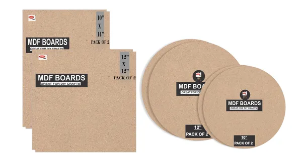 12X12_,_10X10__Inch_Square_And_12,_10__Inch_Round_Mdf_Boards__For__Art_And_Craft_Wood_Mdf__And_3.5_mm_Thickness_Pack_Of_8