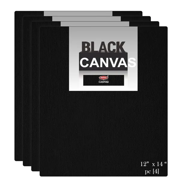 12X14_Black_Fine_Grain_Cotton_Canvas_Primed_Board_Pack_Of_4