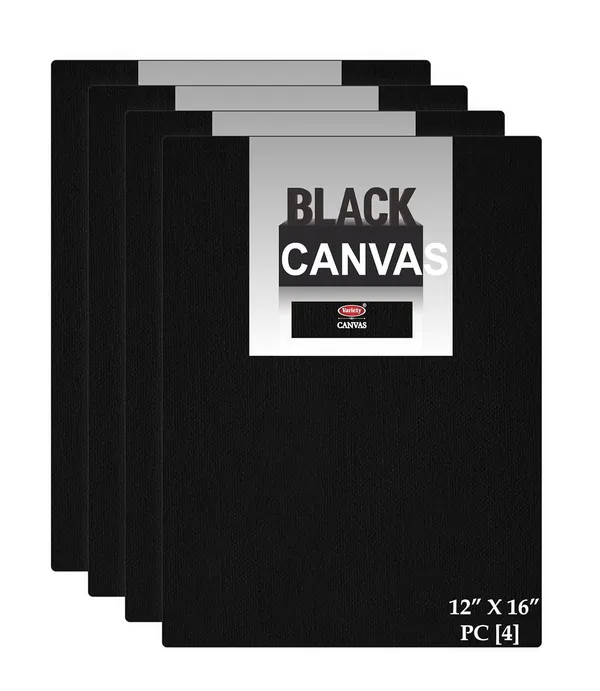 12X16_Black_Fine_Grain_Cotton_Canvas_Primed_Board_Pack_Of_4