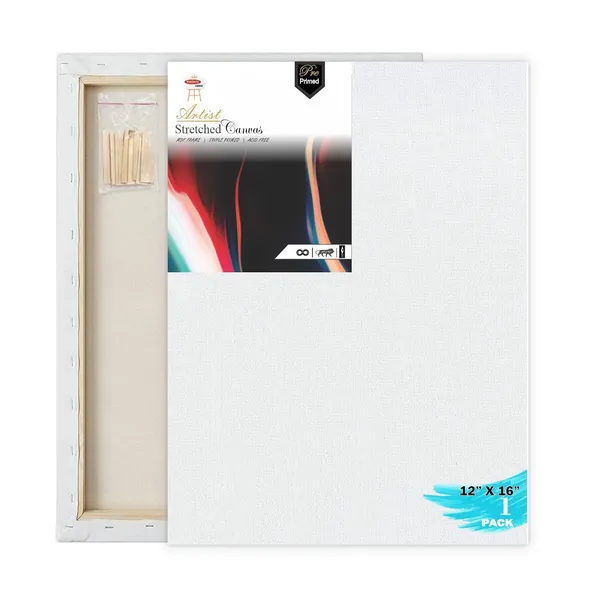 12X16_STRETCHED_WHITE_PRIMED_COTTON_PRE_STRETCHED_CANVAS_WITH_WOODEN_FRAME