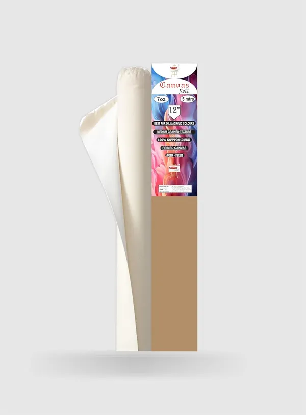 12"_Canvas_Roll_White_Grain_Primed_Cotton_Canvas_Roll_For_Oil_&_Acrylic_Painting