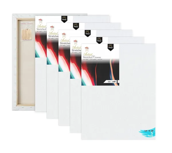 14X18_STRETCHED_WHITE_PRIMED_COTTON_PRE_STRETCHED_CANVAS_WITH_WOODEN_FRAME_PACK_OF_5