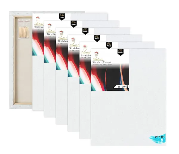 14X18_STRETCHED_WHITE_PRIMED_COTTON_PRE_STRETCHED_CANVAS_WITH_WOODEN_FRAME_PACK_OF_6