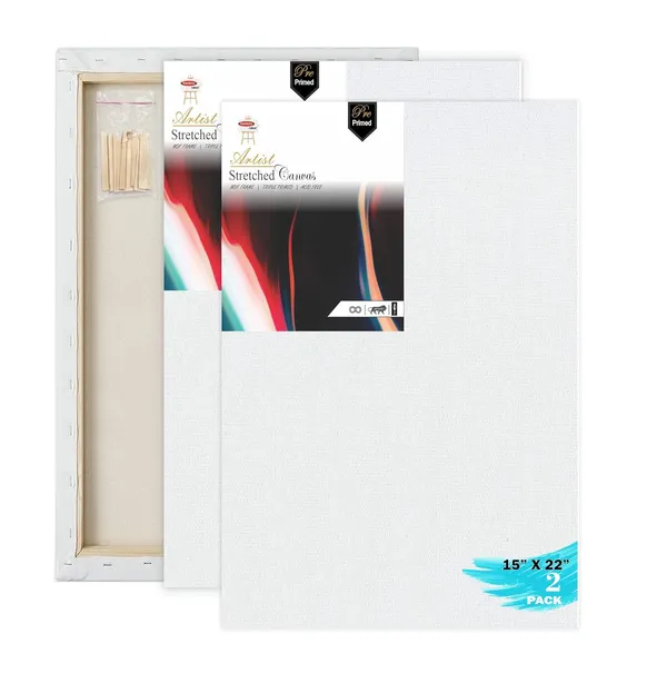 15X22_Stretched_White_Primed_Cotton_Pre_Stretched_Canvas_With_Wooden_Frame_Pack_Of_2