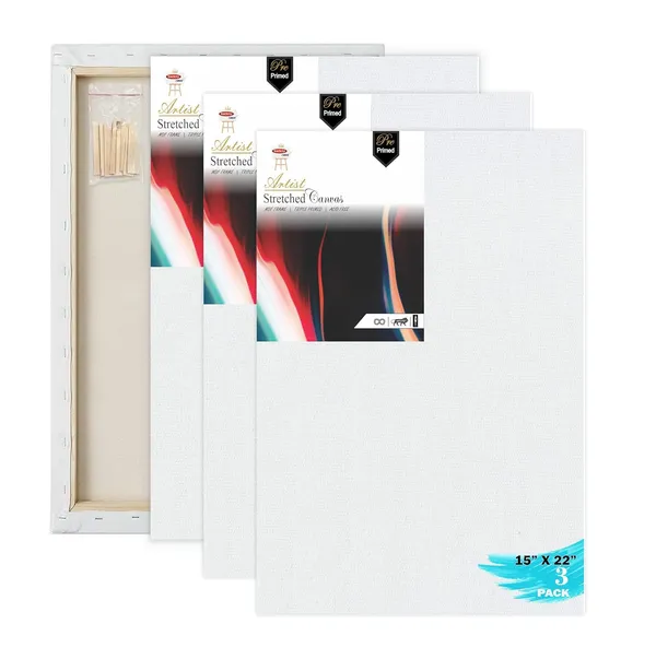 15X22_STRETCHED_WHITE_PRIMED_COTTON_PRE_STRETCHED_CANVAS_WITH_WOODEN_FRAME_PACK_OF_3