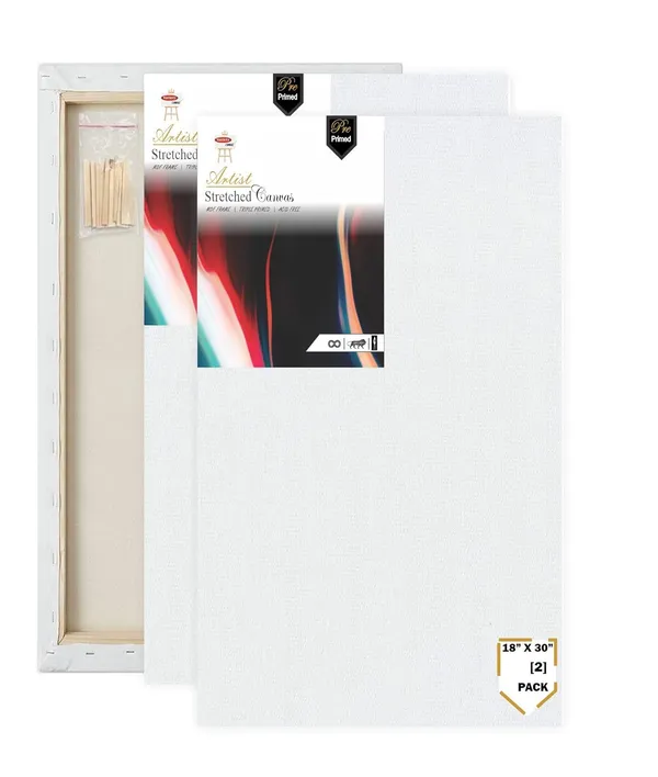 White_Primed_Cotton_Pre_Stretched_Canvas_With_Wooden_Frame_Pack_Of_2