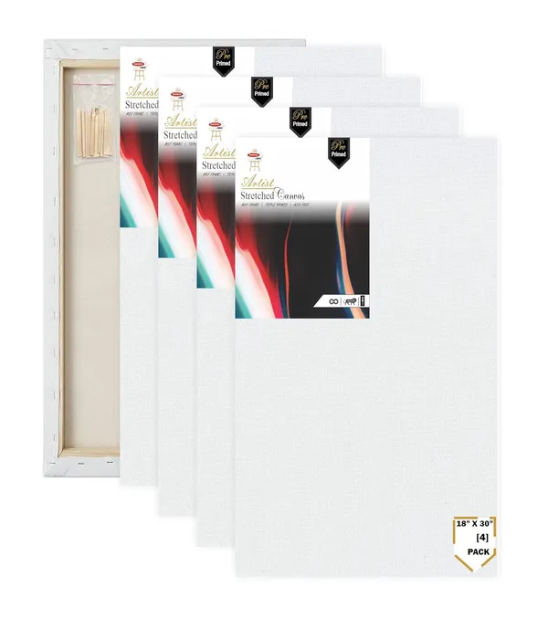 18X30_Stretched_White_Primed_Cotton_Pre_Stretched_Canvas_With_Wooden_Frame_Pack_Of_4