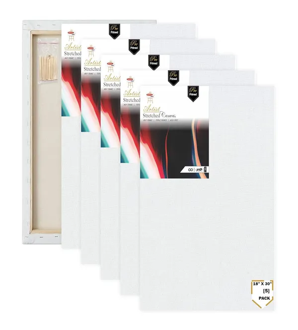 White_Primed_Cotton_Pre_Stretched_Canvas_With_Wooden_Frame_Pack_Of_5