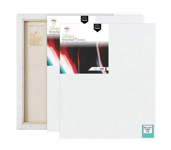 White_Primed_Cotton_Pre_Stretched_Canvas_With_Wooden_Frame_Pack_Of_2
