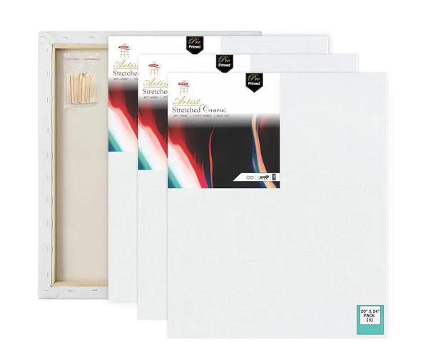 20X24_STRETCHED_WHITE_PRIMED_COTTON_PRE_STRETCHED_CANVAS_WITH_WOODEN_FRAME_PACK_OF_3