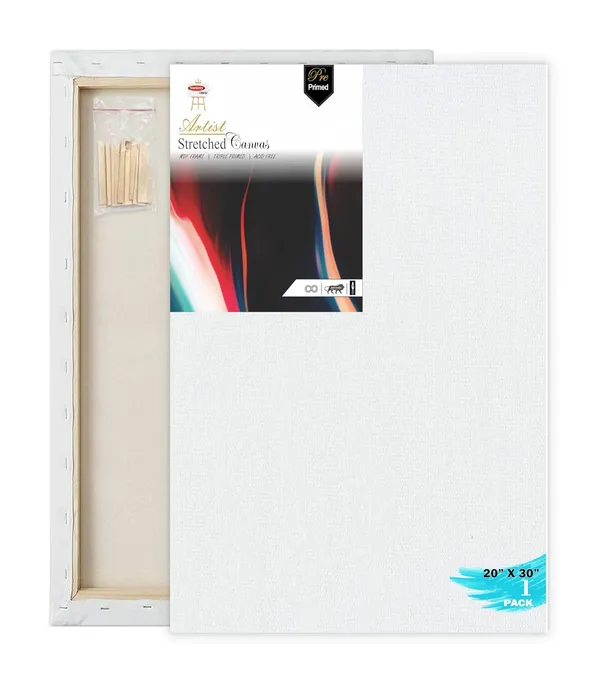 20X30_Stretched_White_Primed_Cotton_Pre_Stretched_Canvas_With_Wooden_Frame