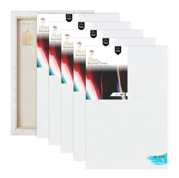 White_Primed_Cotton_Pre_Stretched_Canvas_With_Wooden_Frame_Pack_Of_5