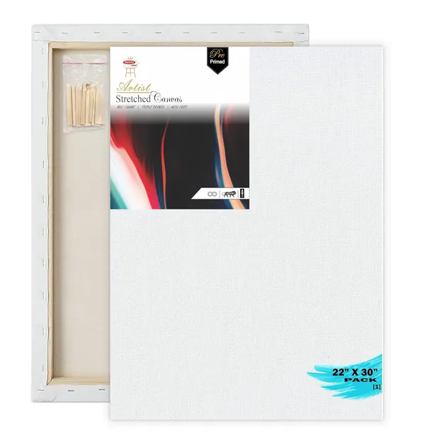 22X30_Stretched_White_Primed_Cotton_Pre_Stretched_Canvas_With_Wooden_Frame