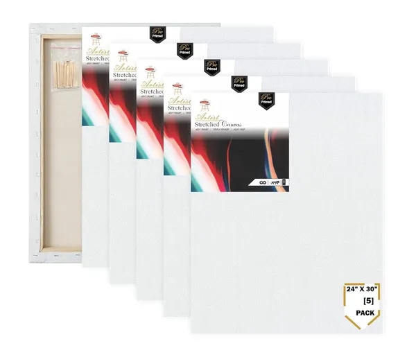 24X30_Stretched_White_Primed_Cotton_Pre_Stretched_Canvas_With_Wooden_Frame_Pack_Of_5