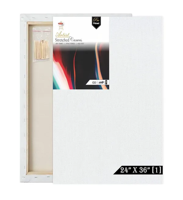 24X36_STRETCHED_WHITE_PRIMED_COTTON_PRE_STRETCHED_CANVAS_WITH_WOODEN_FRAME
