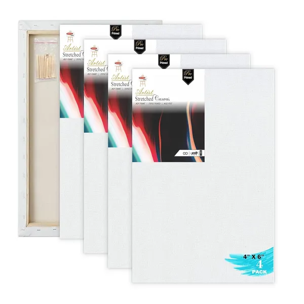 White_Premium_Cotton_Grain_Pre_Stretched_Canvas_Pack_Of_4