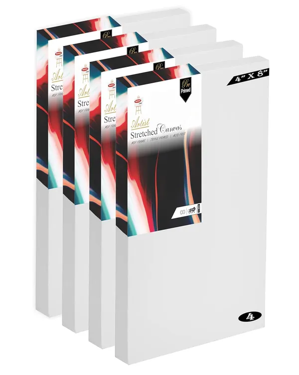 White_Premium_Cotton_Grain_Pre_Stretched_Canvas_Pack_Of_4
