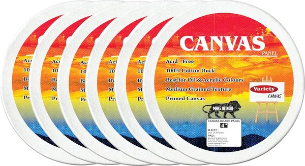 4"_White_Round_Canvas_Panel_Artist_Grade_Primed_Triple_Layer_Pack_OF_6