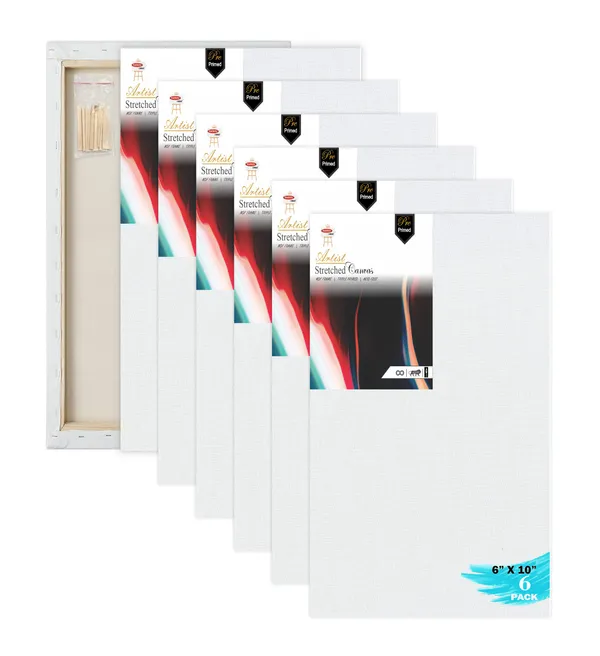 6X10_STRETCHED_WHITE_PRIMED_COTTON_PRE_STRETCHED_CANVAS_WITH_WOODEN_FRAME_PACK_OF_6