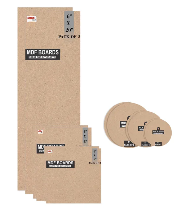 6X20_,6X8_,6X6_Inch_Square_And_5,4,3,_Inch_Round_Mdf_Boards_For_Art_And_Craft_Wood_Mdf_And_3.5_mm_Thickness_Pack_Of_12