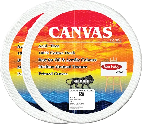 6"_White_Round_Canvas_Panel_Artist_Grade_Primed_Triple_Layer_Pack_Of_2