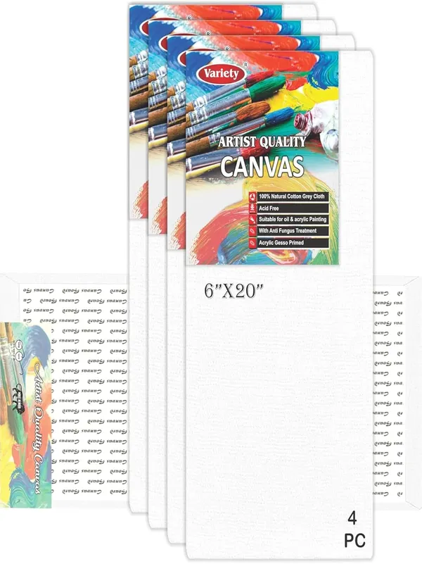 6_X_20_Inch_Cotton_Canvas_Board_for_Acrylic_Painting,_15x50_cm,_Medium_Grain_Triple_Primed_White_Color_Pack_of_4