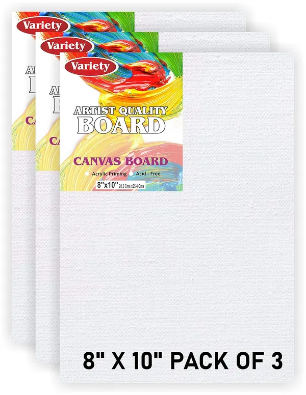 8X10_6X6_6X8_Inch_Cotton_Canvas_Board_for_Acrylic_Painting,_20x25_cm,_Medium_Grain_Triple_Primed_White_Color_Pack_of_9
