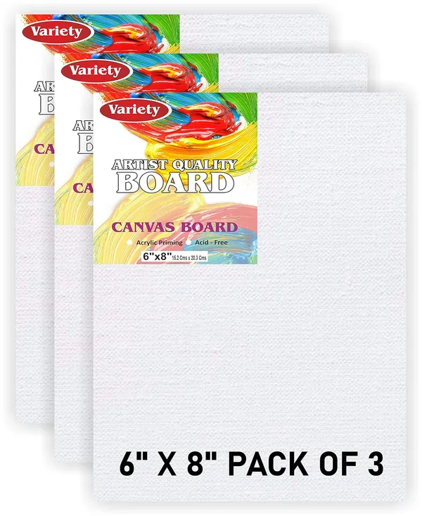8X10_6X6_6X8_Inch_Cotton_Canvas_Board_for_Acrylic_Painting,_20x25_cm,_Medium_Grain_Triple_Primed_White_Color_Pack_of_9