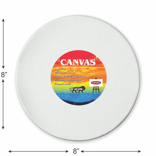 8"_Round_White_Round_Pre_Stretched_Canvas_Primed_Pack_Of_2