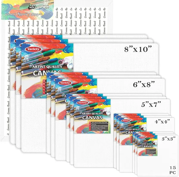 8x10-6x8-5x7-4x4-3x3_Inch_Cotton_Canvas_Board_for_Acrylic_Painting,_20x25_cm,_Medium_Grain_Triple_Primed_White_Color_Pack_of_15