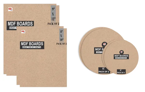 9X12_,8X10_Inch_Square_And_8,6_Inch_Round_Mdf_Boards_For_Art_And_Craft_Wood_Mdf_And_3.5_mm_Thickness_Pack_Of_8