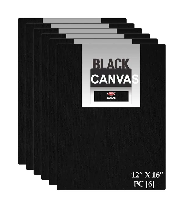 1_2_X_16_Inch_Cotton_Canvas_Board_For_Acrylic_Painting,_30X40_Cm,_Medium_Grain_Triple_Primed_Black_Color_Pack_Of_6