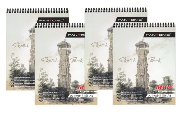 A6_Sketchbook_Set_Top_Spiral-Bound_Sketchpad_for_Artists_Sketching_and_Drawing_Acid_Free_Paper,_for_Doodling_Artist_Oxfort_Sketch_Book_Pack_of_4_[B]