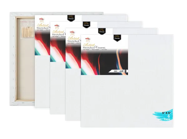 White_Primed_Cotton_Pre_Stretched_Canvas_With_Wooden_Frame_Pack_Of_4