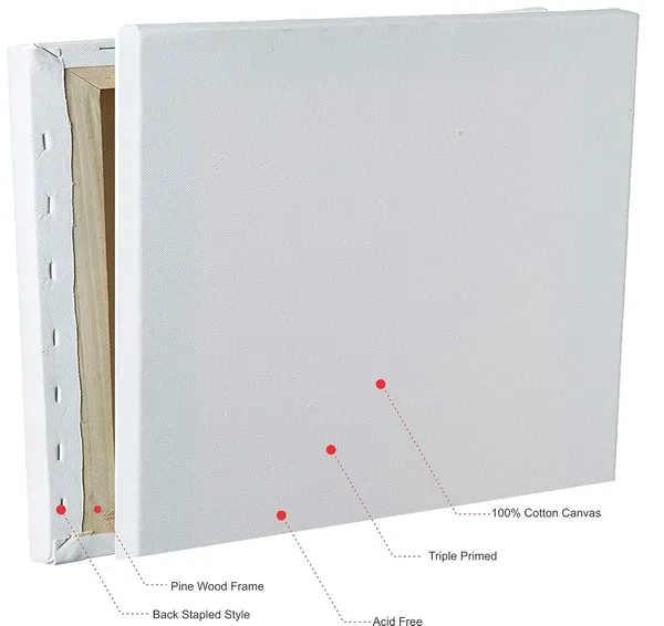 12X18"_White_Premium_Cotton_Grain_Pre_Stretched_Canvas_Pack_Of_4