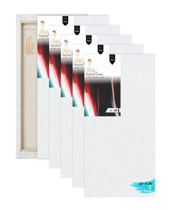 White_Primed_Cotton_Pre_Stretched_Canvas_With_Wooden_Frame_Pack_Of_5