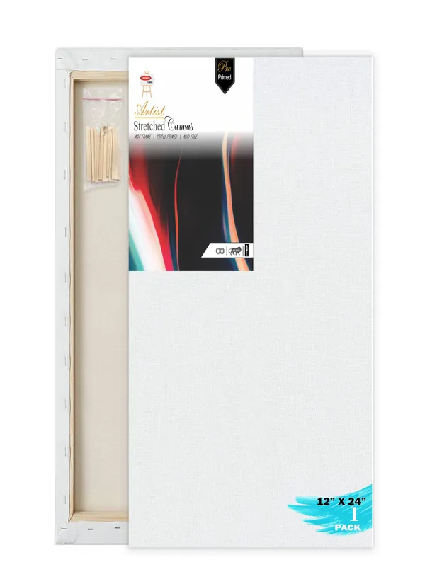 12X24_STRETCHED_WHITE_PRIMED_COTTON_PRE_STRETCHED_CANVAS_WITH_WOODEN_FRAME