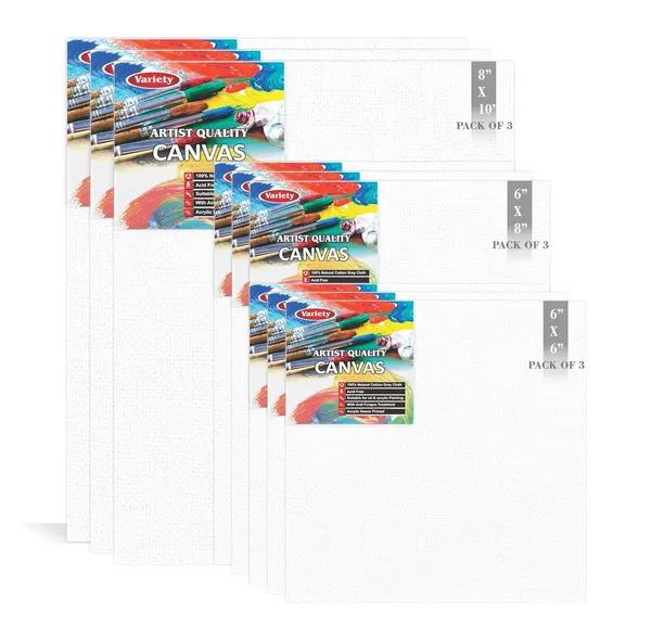 8x10-6x8-6x6_Inch_Cotton_Canvas_Board_for_Acrylic_Painting,_20x25_cm,_Medium_Grain_Triple_Primed_White_Color_Pack_of_9