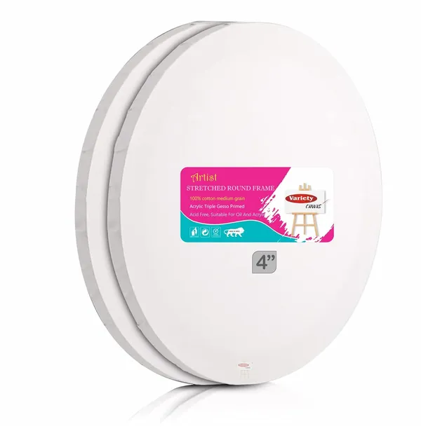 4"_White_Round_Pre_Stretched_Canvas_Primed_Pack_Of_2